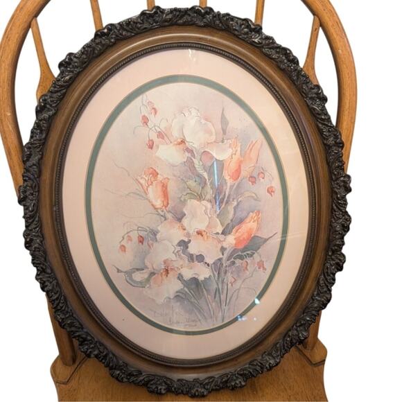 Barbara Mock Authentic Print Art in Beautiful Wooden Sculpted Frame - Picture 1 of 12